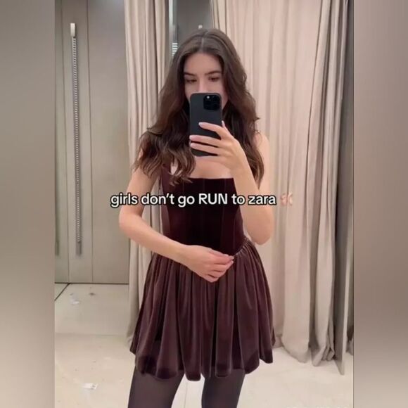 NWT NEW ZARA 2024 mauve GATHERED CORSETRY-INSPIRED DRESS corset rushed maroon - Picture 3 of 16